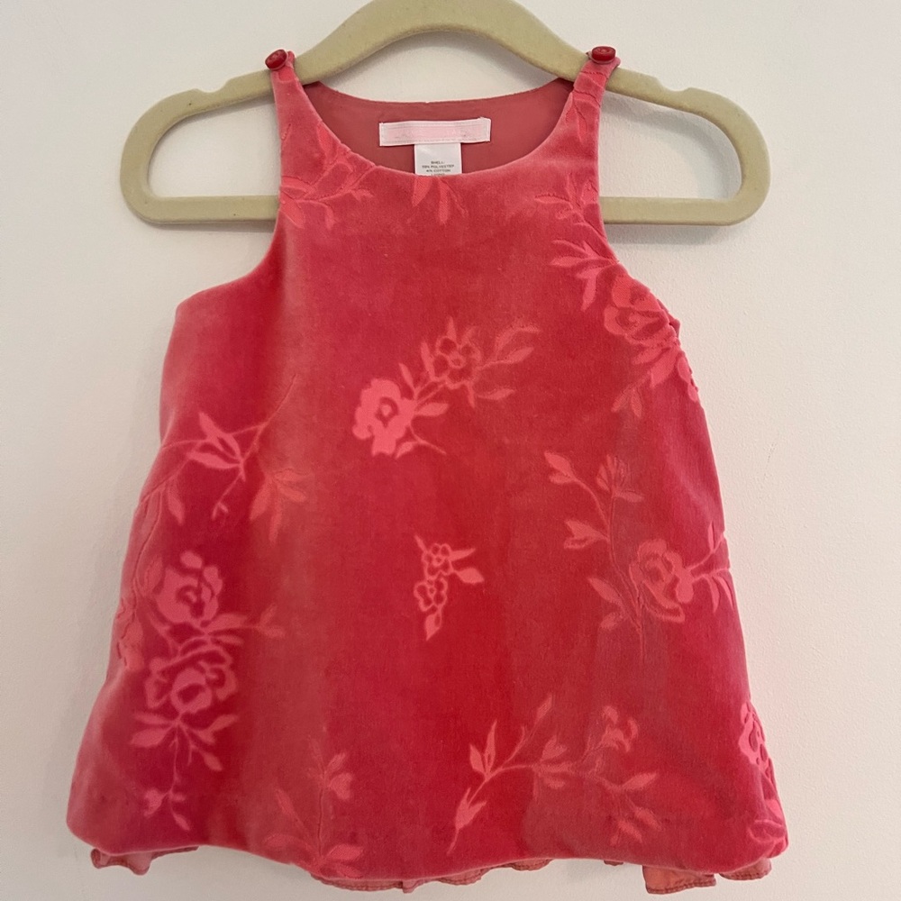 Janie and Jack Coral Pink Floral Velvet Dress